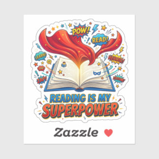 Lezen is Mijn Superkracht Held Boek Liefhebber Sti Sticker