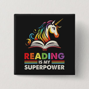 Lezen is mijn superkracht vierkante button 5,1 cm