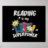 Lezen is Mijn Superpower Book Bookworm Poster (Voorkant)