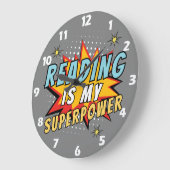 Lezen is mijn Superpower Book Lover Wall Clock Grote Klok (Hoek)