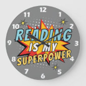 Lezen is mijn Superpower Book Lover Wall Clock Grote Klok (Voorkant)