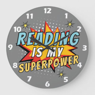 Lezen is mijn Superpower Book Lover Wall Clock Grote Klok