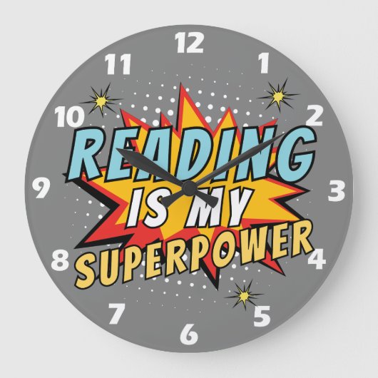 Lezen is mijn Superpower Book Lover Wall Clock Grote Klok (Voorkant)
