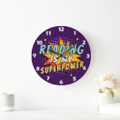 Lezen is mijn Superpower Book Lover Wall Clock Grote Klok (Huis)