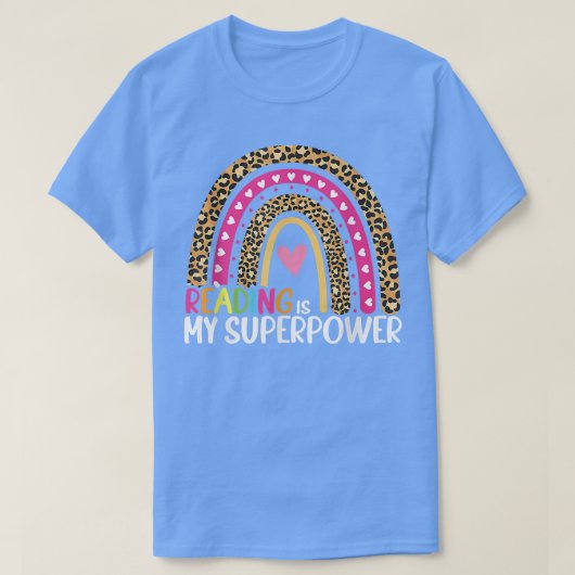 Lezen is mijn Superpower Rainbow Library Student B T-shirt (Design voorkant)