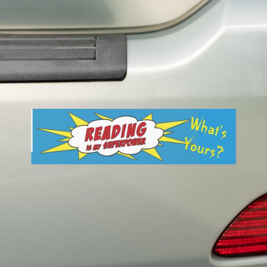 Lezen is mijn Superpower...schoolbusteken/sticker Bumpersticker (Op auto)