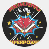 Lezen is mijn Superpower voor lezerapblad Ronde Sticker (Voorkant)