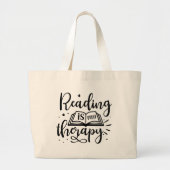 Lezen is mijn therapie boek liefhebber grote tote bag (Voorkant)