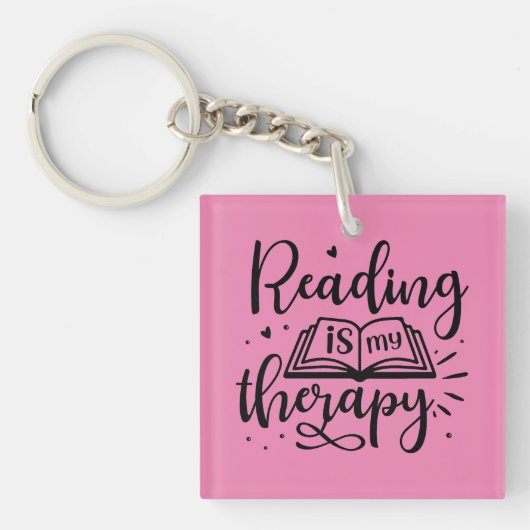 Lezen is mijn therapie boek liefhebber sleutelhanger (Voorkant)