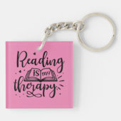 Lezen is mijn therapie boek liefhebber sleutelhanger (Achterkant)