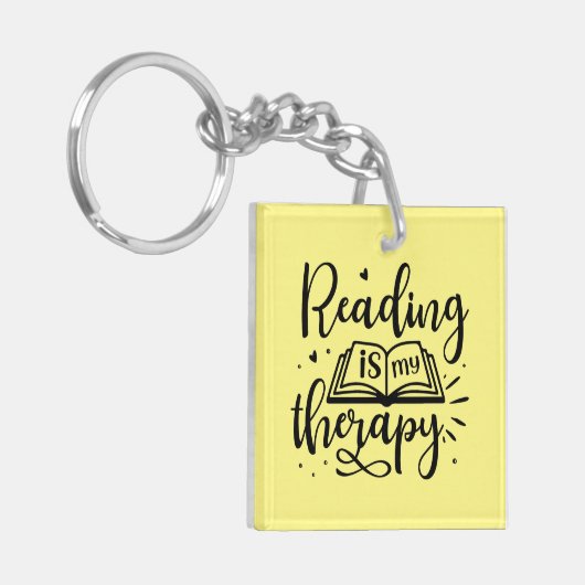 Lezen is mijn therapie boek liefhebber sleutelhanger (Voorkant Links)
