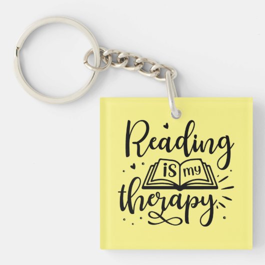 Lezen is mijn therapie boek liefhebber sleutelhanger (Voorkant)