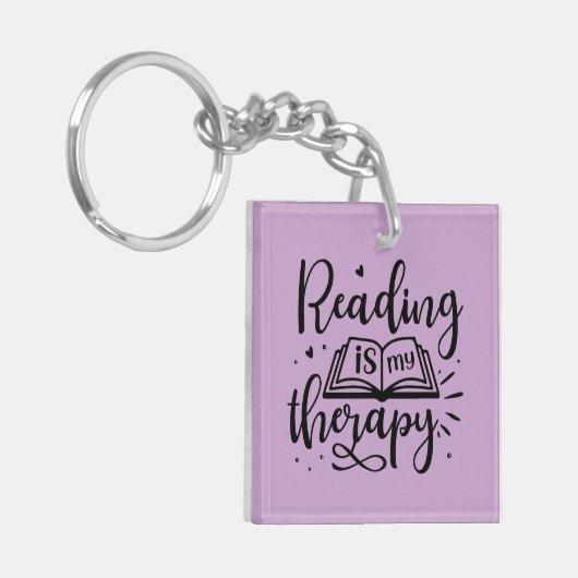 Lezen is mijn therapie boek liefhebber sleutelhanger (Voorkant Links)