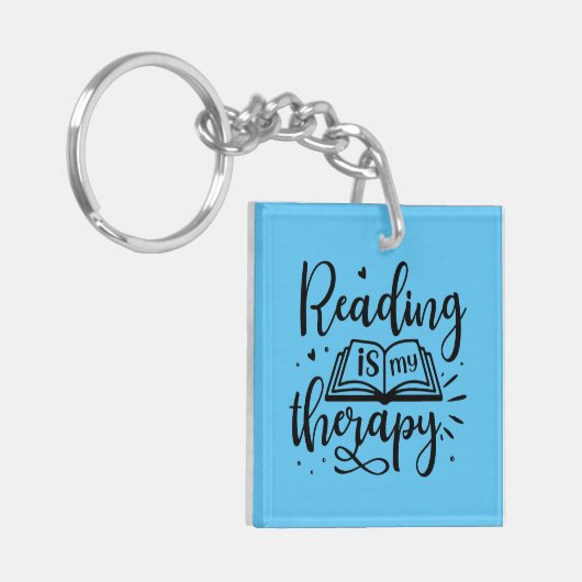 Lezen is mijn therapie boek liefhebber sleutelhanger (Voorkant Links)