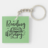Lezen is mijn therapie boek liefhebber sleutelhanger (Achterkant)