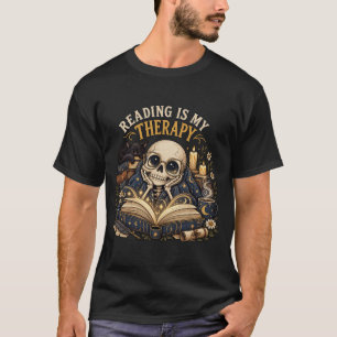 Lezen is mijn therapie Celestial Skeleton Boekacht T-shirt
