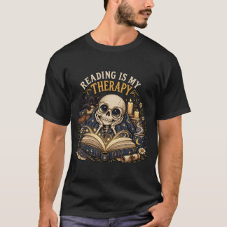 Lezen is mijn therapie Celestial Skeleton Boekacht T-shirt
