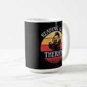 Lezen is mijn therapie Grappig boek Kip lezen Koffiemok (Voorkant rechts)