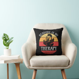 Lezen is mijn therapie Grappig boek Kip lezen Kussen