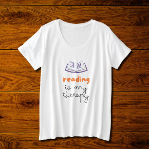 lezen is mijn therapie grote maat t-shirt