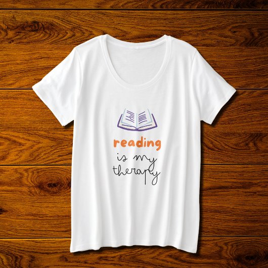 lezen is mijn therapie grote maat t-shirt