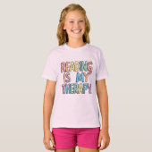 Lezen is mijn therapie t-shirt (Voorkant volledig)