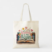 Lezen is mijn therapie Wildflower Book Bag Tote Bag (Achterkant)