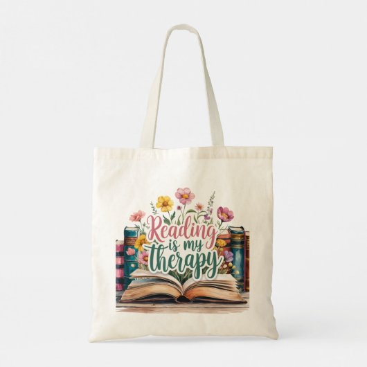 Lezen is mijn therapie Wildflower Book Bag Tote Bag (Achterkant)