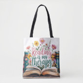 Lezen is mijn therapie Wildflower Book Bag Tote Bag (Voorkant)