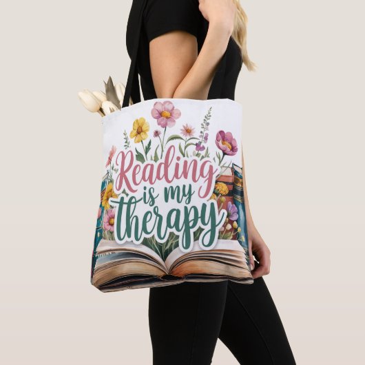 Lezen is mijn therapie Wildflower Book Bag Tote Bag (Dichtbij)