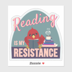 Lezen is mijn verzet – Blauwe eivormige sticker