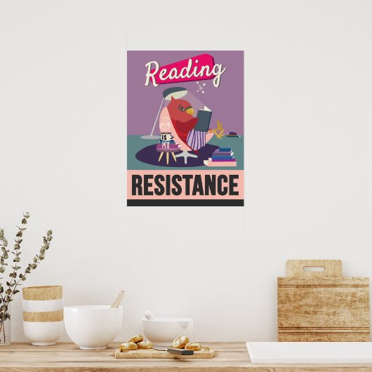 Lezen is mijn weerstand - Retro stijl print (Keuken)