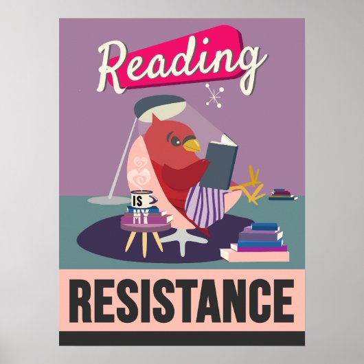 Lezen is mijn weerstand - Retro stijl print (Voorkant)