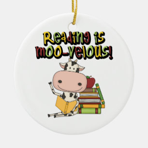 Lezen is moo-velous keramisch ornament