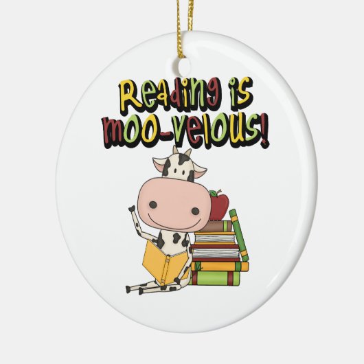 Lezen is moo-velous keramisch ornament (Links)