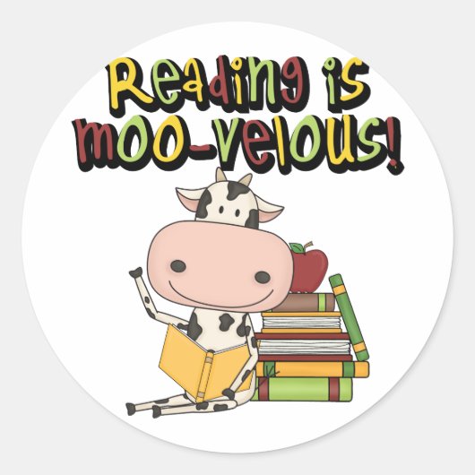 Lezen is moo-velous ronde sticker (Voorkant)