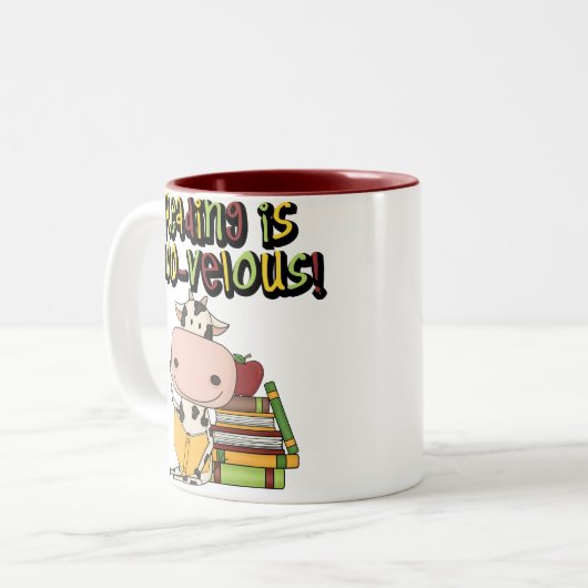 Lezen is moo-velous tweekleurige koffiemok (Voorkant links)