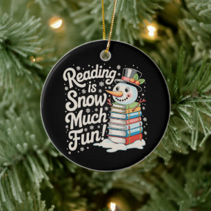 Lezen Is Sneeuw Veel Plezier Sneeuwman Boeken Kers Keramisch Ornament