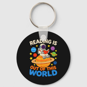 Lezen is uit de wereld astronaut lezen sleutelhanger