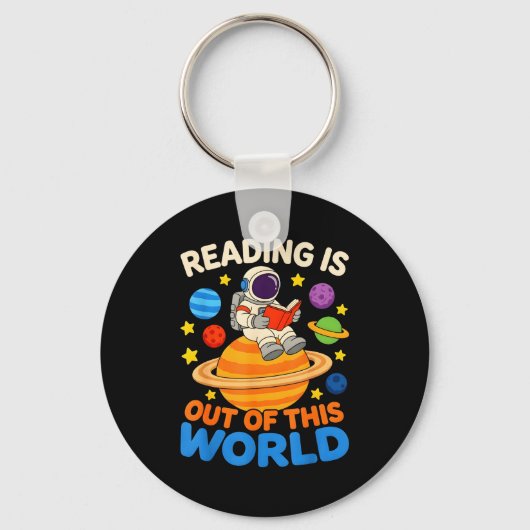 Lezen is uit de wereld astronaut lezen sleutelhanger (Voorkant)