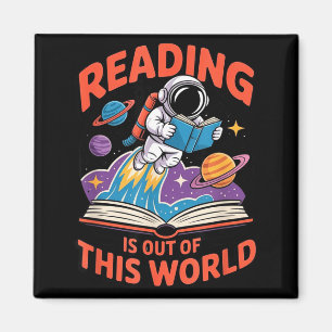 Lezen is uit de wereld astronaut ruimte boek magneet