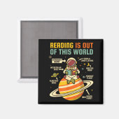 Lezen is uit deze wereld astronaut leest magneet (Voorkant / Achterkant)