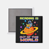 Lezen is uit deze wereld astronaut leest magneet (Voorkant / Achterkant)