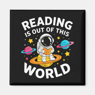 Lezen is uit deze wereld astronaut ruimte boek magneet