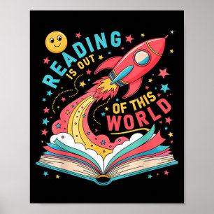 Lezen is uit deze wereld astronaut ruimte boek poster
