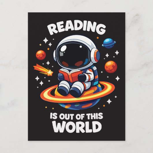 Lezen is uit deze wereld briefkaart (Voorkant)
