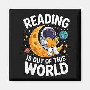 Lezen is uit deze wereld leuke ruimteboeken magneet
