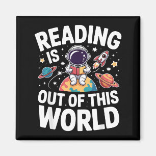 Lezen is uit deze wereld leuke ruimteboeken magneet