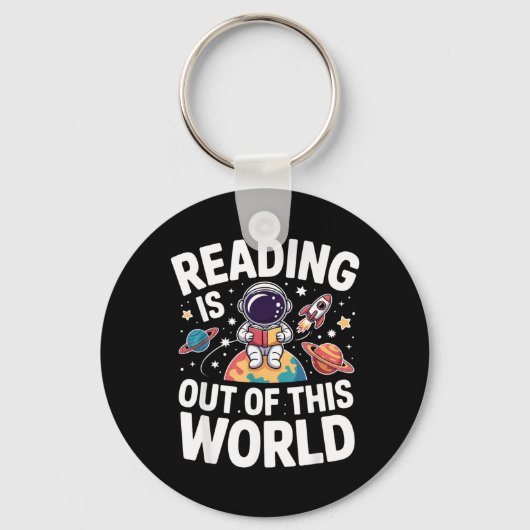 Lezen is uit deze wereld leuke ruimteboeken sleutelhanger (Voorkant)