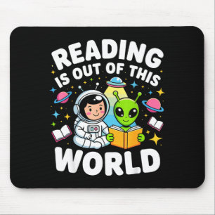 Lezen is uit deze wereld ruimte astronaut boeken muismat